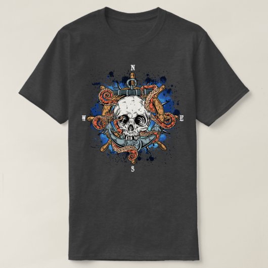 Pirate Vaar Kapitein Kompas Anker T-shirt (Design voorkant)