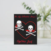 Pirate Valentijn Jolly Roger Briefkaart (Staand voorkant)