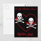 Pirate Valentijn Jolly Roger Briefkaart (Voorkant / Achterkant)