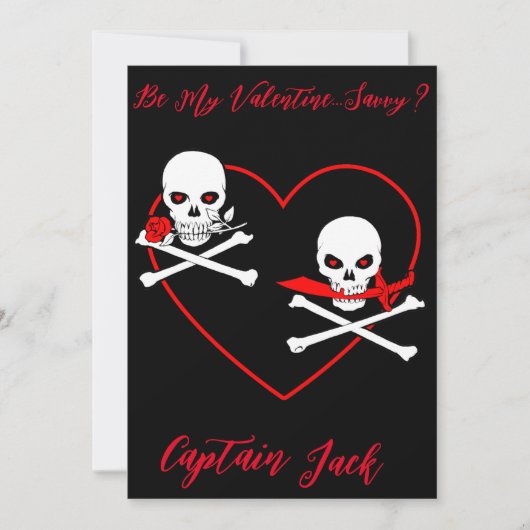 Pirate Valentijn Jolly Roger Feestdagenkaart (Voorkant)