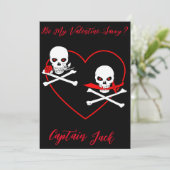 Pirate Valentijn Jolly Roger Feestdagenkaart (Staand voorkant)