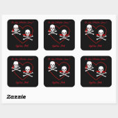 Pirate Valentijn Jolly Roger Vierkante Sticker (Vel)