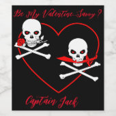 Pirate Valentijn Jolly Roger Wijn Etiket (Enkel label)