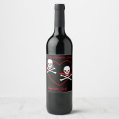 Pirate Valentijn Jolly Roger Wijn Etiket (Voorkant)