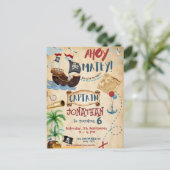 Pirate Verjaardag Ahoy Boy Party Briefkaart (Staand voorkant)