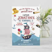 Pirate Verjaardag Ahoy Boy Party Uitnodiging (Staand voorkant)
