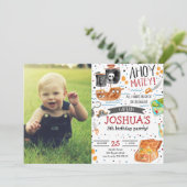 Pirate Verjaardag Ahoy Pirate Boy Party met Foto Kaart (Staand voorkant)