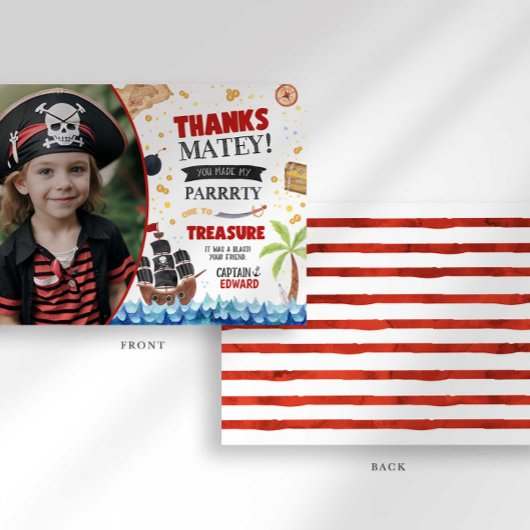 Pirate Verjaardag Dank u kaart