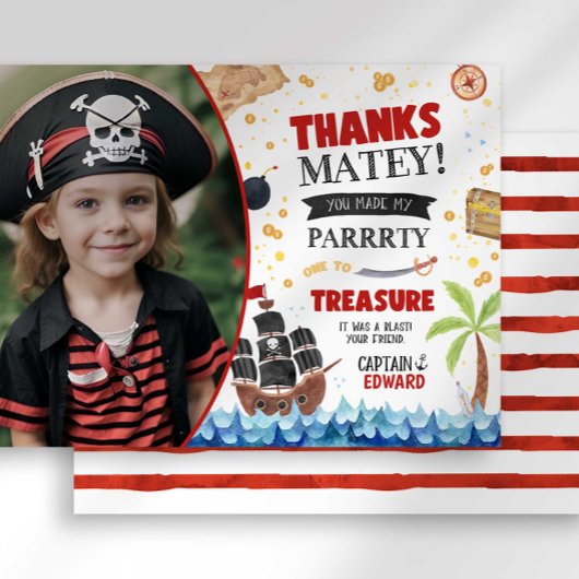 Pirate Verjaardag Dank u kaart