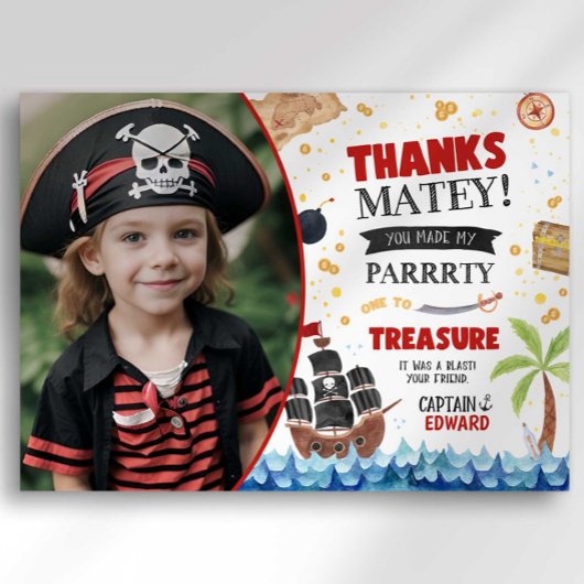 Pirate Verjaardag Dank u kaart