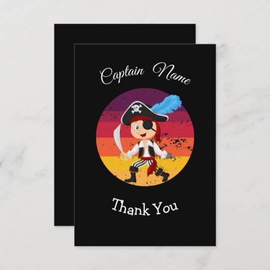 Pirate Verjaardag Dank u kaart (Voorkant / Achterkant)