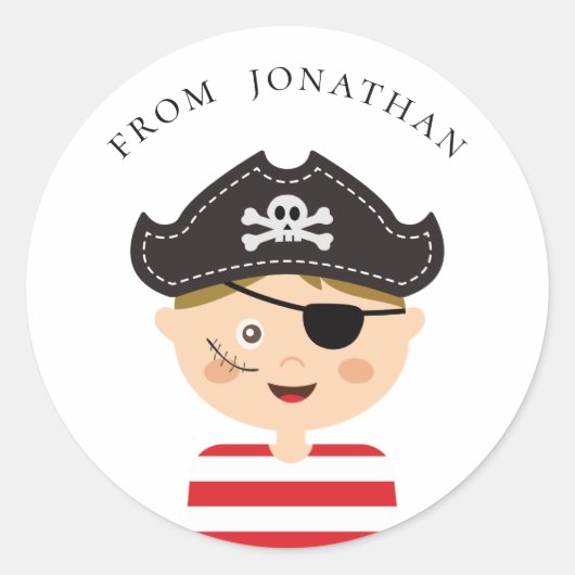 Pirate verjaardag dank u. Kinder partij. Baby jong Ronde Sticker (Voorkant)