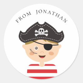 Pirate verjaardag dank u. Kinder partij. Baby jong Ronde Sticker