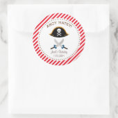 Pirate Verjaardag Dank u Sticker Rood (Tas)