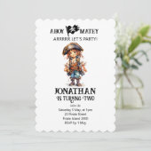 Pirate Verjaardag Jongen thema Uitnodiging (Staand voorkant)