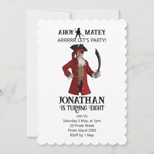 Pirate Verjaardag Red Boy thema Kaart (Voorkant)