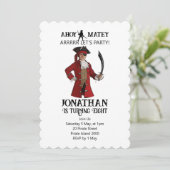 Pirate Verjaardag Red Boy thema Kaart (Staand voorkant)