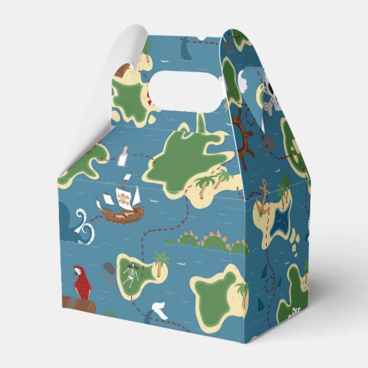 Pirate verjaardag schat avontuur blauw bedankdoosjes (Achterkant)