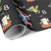 Pirate verjaardag thema feestschat papegaai cadeaupapier (Rol Hoek)