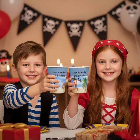 Pirate verjaardag thema feestschat papegaai papieren bekers