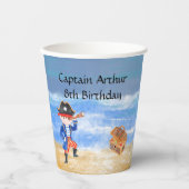 Pirate verjaardag thema feestschat papegaai papieren bekers (Voorkant)
