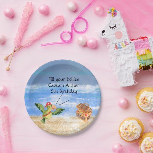 Pirate verjaardag thema feestschat papegaai papieren bordje (Feest)