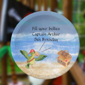 Pirate verjaardag thema feestschat papegaai papieren bordje