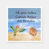 Pirate verjaardag thema feestschat papegaai servet (Voorkant)