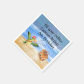 Pirate verjaardag thema feestschat papegaai servet (Hoek)