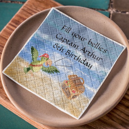 Pirate verjaardag thema feestschat papegaai servet