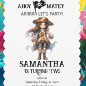 Pirate Verjaardag Twee Meisje Uitnodiging