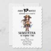 Pirate Verjaardag Twee Meisje Uitnodiging (Voorkant)