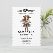 Pirate Verjaardag Twee Meisje Uitnodiging (Staand voorkant)