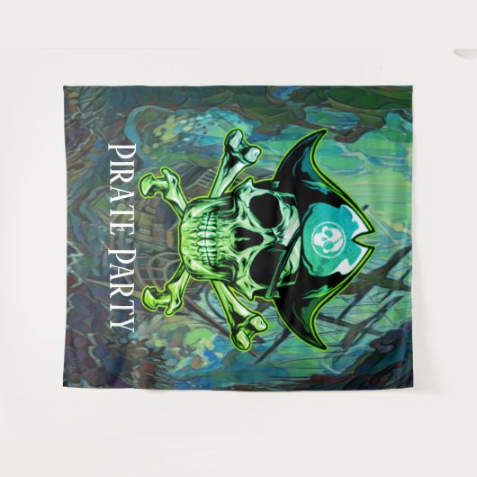 Pirate Verjaardagsfeest Achtergrond Wandkleed (Voorkant (horizontaal))