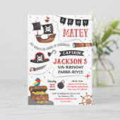 Pirate verjaardagsfeest kaart (Staand voorkant)