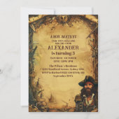  Pirate Verjaardagsfeestje Ahoy Matey Oude Kaart (Voorkant)