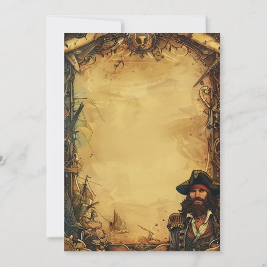  Pirate Verjaardagsfeestje Ahoy Matey Oude Kaart (Achterkant)