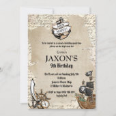  Pirate Verjaardagsfeestje Ahoy Matey Oude Kaart (Voorkant)