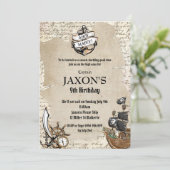  Pirate Verjaardagsfeestje Ahoy Matey Oude Kaart (Staand voorkant)