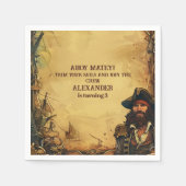  Pirate Verjaardagsfeestje Ahoy Matey Oude Kaart Servet (Voorkant)