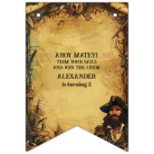 Pirate Verjaardagsfeestje Ahoy Matey Oude Kaart Vlaggetjes (Eerste vlag)