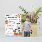Pirate verjaardagsfeestje foto uitnodiging (Staand voorkant)