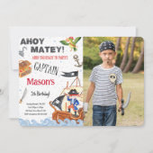 Pirate verjaardagsfeestje foto uitnodiging (Voorkant)
