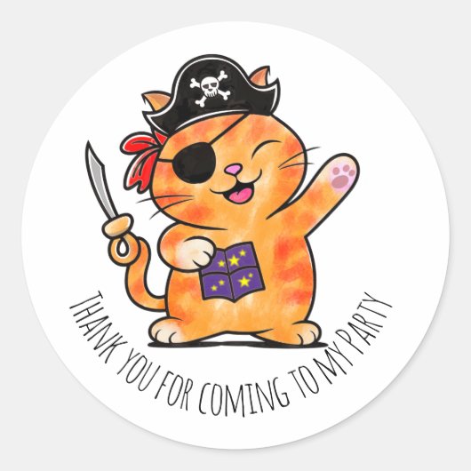 Pirate verjaardagsfeestje met thema schatkist ronde sticker (Voorkant)