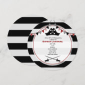 Pirate verjaardagsfeestje ronde uitnodiging (Voorkant / Achterkant)