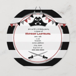 Pirate verjaardagsfeestje ronde uitnodiging