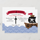  Pirate verjaardagsfeestje uitnodiging (Voorkant / Achterkant)