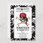 pirate verjaardagsfeestje waterverf kaart (Voorkant)