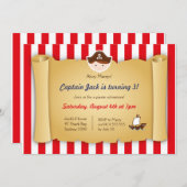 Pirate verjaardagsuitnodiging - horizontaal kaart (Voorkant / Achterkant)