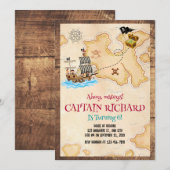Pirate verjaardagsuitnodiging, schatjacht verjaard kaart (Voorkant / Achterkant)